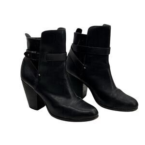 Rag & Bone Kinsey Moto Bootie Strappy SZ 8.5 Women's Black Leather Ankle Boots